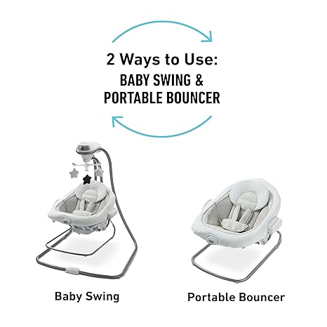 Portable Baby Swing and Bouncer, Multi-Direction Baby Bouncer Seat, Multiple Swing Speeds, Great Gift for New Parents, Redmond