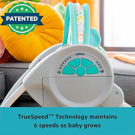 Portable Automatic 6-Speed Baby Swing with Adaptable Speed, Taggies, Music, Removable-Toy-Bar